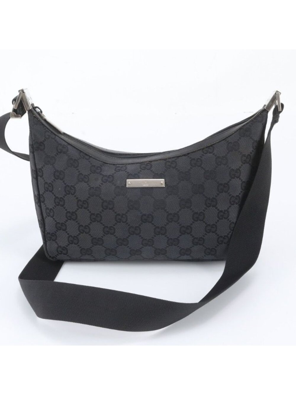 Gucci GG Canvas Leather Shoulder Bag Crossbody Black